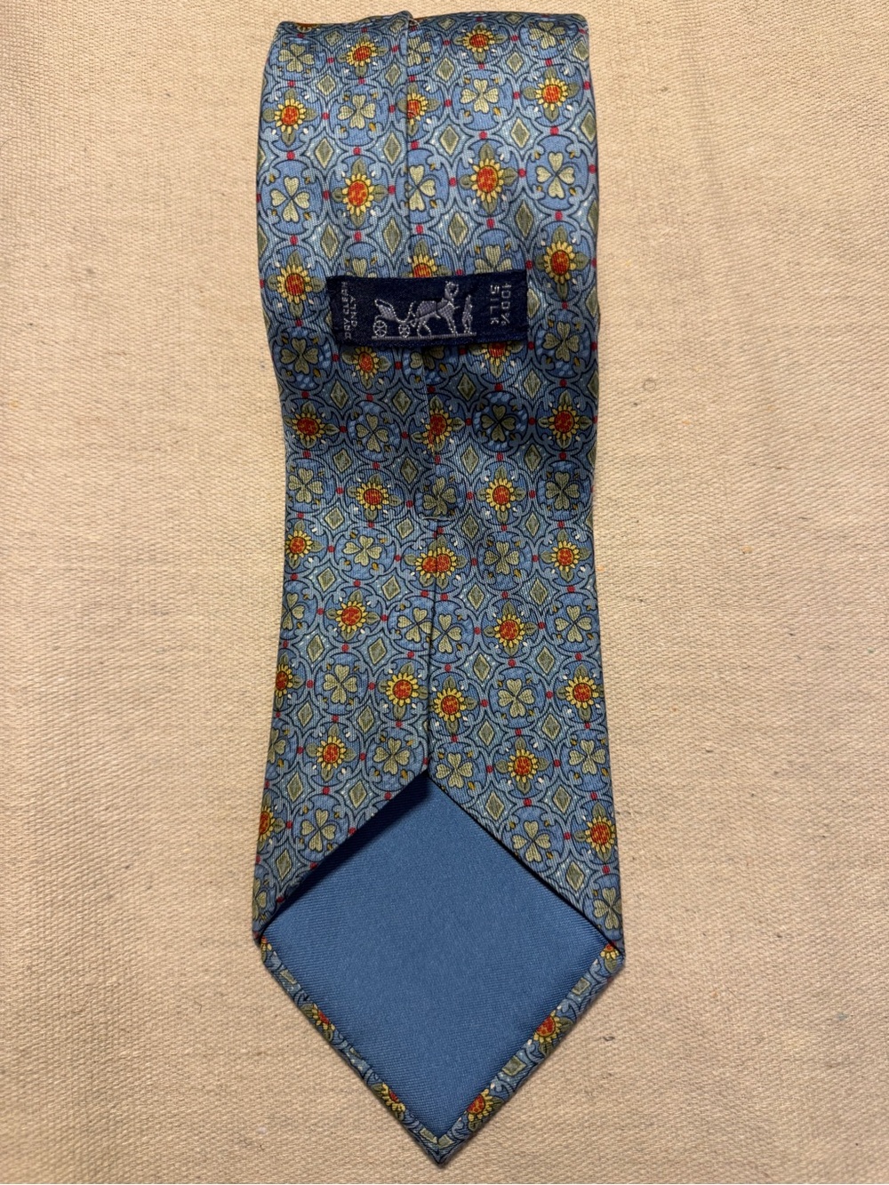 Hermes Authentic Silk Neck Tie Geometric Organic Flowers